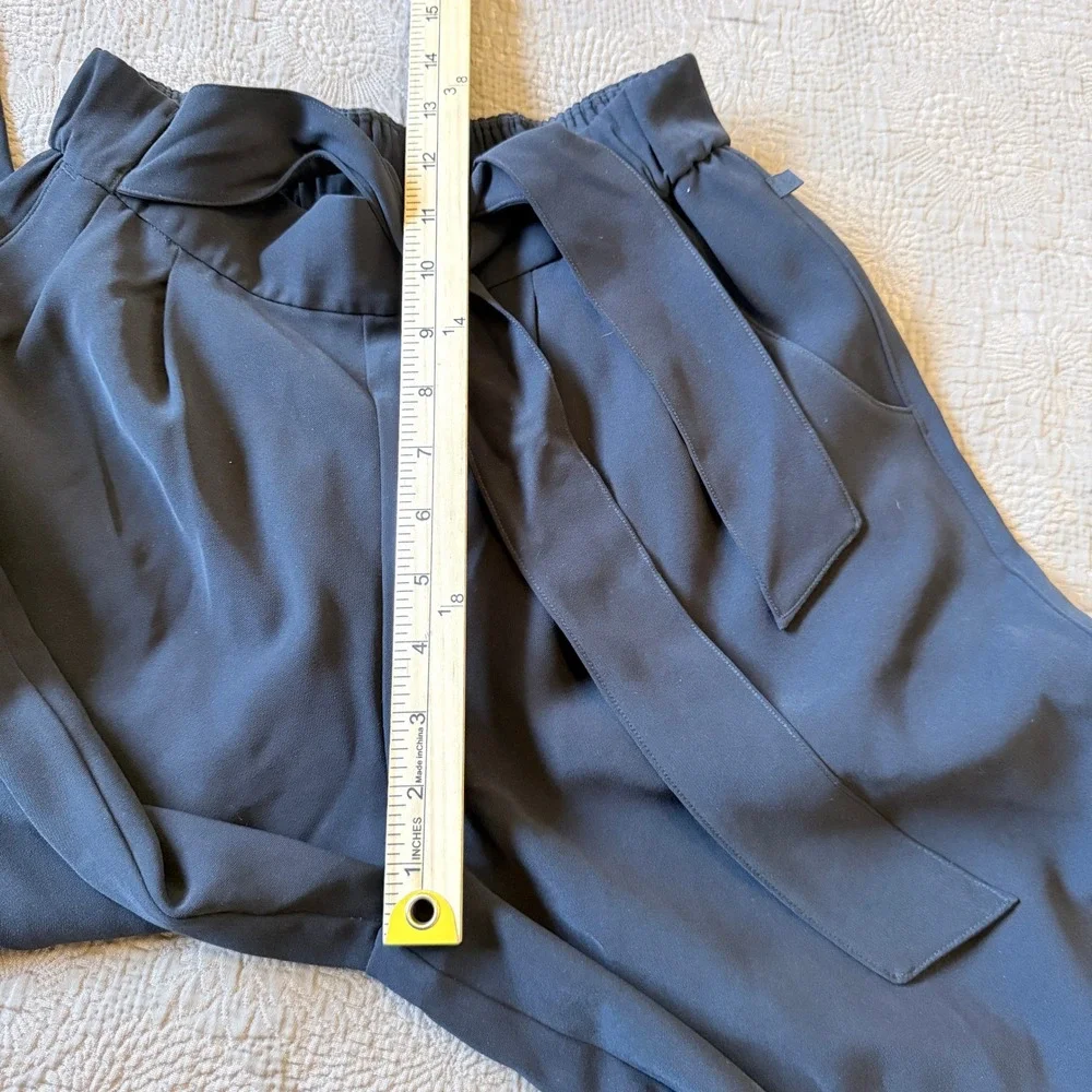 Lululemon Noir Pant Black Wide Leg Tie Waist High Rise Trousers Size 4‎